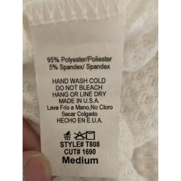 PHIL LOVE RINGER TOP MEDIUM WHITE ORANGE THERMAL - Picture 9 of 9